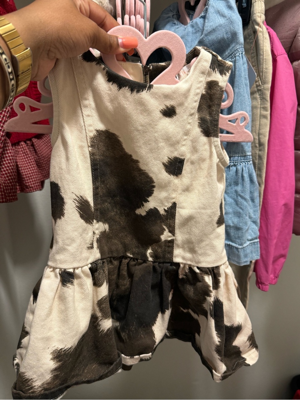 Girls Cow-Print Tan & Brown Sleeveless Dress